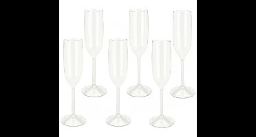 Excellent Houseware Prosecco/Champagneglazen - 6x - transparant - kunststof - 165 ml