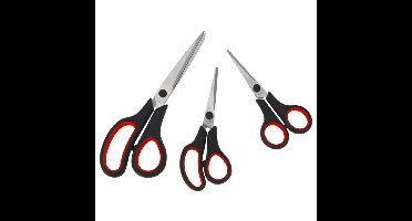 Excellent Houseware scharen/scharenset - 3 formaten - rood - 14/15/21 cm