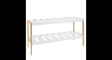 Excellent Houseware Schoenenrek - wit - 2-laags - bamboe - 70 cm
