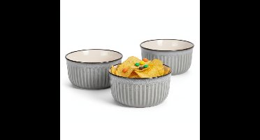 Excellent Houseware Serveer/chips schaaltje - 8x - grijs - 500 ml