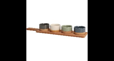 Excellent Houseware Serveerplank - met 4x luxe schaaltjes - 40 x 10 cm