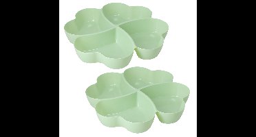 Excellent Houseware serveerschaal - 2x - vakverdeling - groen - D32 cm