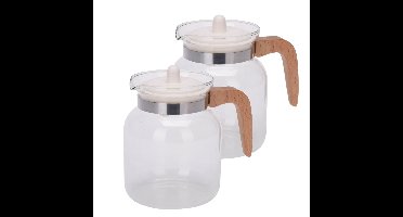Excellent Houseware set van 2x stuks glazen theepot met infuser 1,5 liter