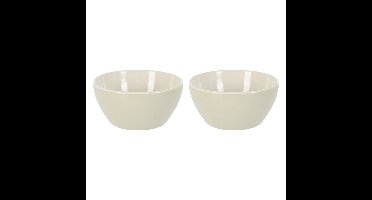 Excellent Houseware Soepkommen/schaaltjes - 2x - Acapulco - porselein - D14 x H6.5 cm - creme