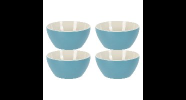 Excellent Houseware Soepkommen/schaaltjes - 4x - Acapulco - porselein - D14 x H6.5 cm - blauw