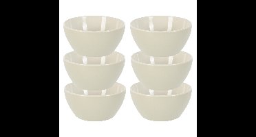Excellent Houseware Soepkommen/schaaltjes - 6x - Acapulco - porselein - D14 x H6.5 cm - creme
