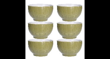 Excellent Houseware Soepkommen/schaaltjes - 6x - Venice - keramiek - D14 x H8 cm - groen