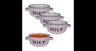 Excellent Houseware Soepkommen/serveer schaaltjes - 4x - porselein - D13 x H7 cm - lichtroze