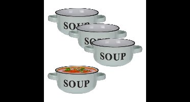 Excellent Houseware Soepkommen/serveer schaaltjes - 4x - porselein - D13 x H7 cm - mintgroen