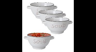 Excellent Houseware Soepkommen/serveer schaaltjes - 8x - Gres - porselein - D14 x H78 cm - wit