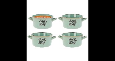 Excellent Houseware Soepkommen/serveer schaaltjes - 8x - porselein - 500ml - lichtgroen