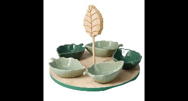Excellent Houseware tapas serveerschaaltjes Leaf - groen - sausjes
