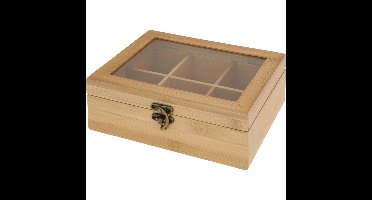 Excellent Houseware Theedoos - 6 vaks - naturel - hout