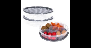 Excellent Houseware Vershoudbakje - 2x - 5 vakjes - donkergrijs
