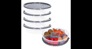 Excellent Houseware Vershoudbakje - 4x - 5 vakjes - donkergrijs