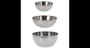 Excellent Houseware voedsel/serveerschalen set - RVS - D24/D20/D13 cm