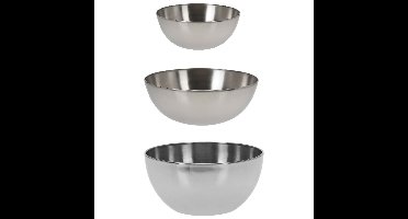 Excellent Houseware voedsel/serveerschalen set - RVS - D24/D20/D13 cm