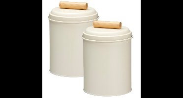 Excellent Houseware Voorraadpot - 2x - 14 x 20 cm - metaal - wit