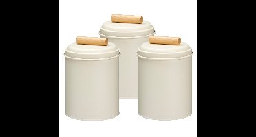 Excellent Houseware Voorraadpot - 3x - 14 x 20 cm - metaal - wit
