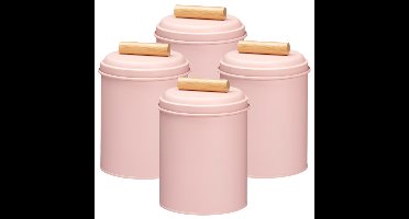 Excellent Houseware Voorraadpot - 4x - 14 x 20 cm - metaal - roze