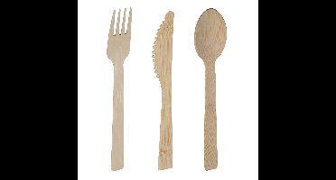 Excellent Houseware wegwerp bestek - bamboe hout - 54 delig - wegwerp