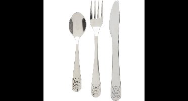 Excellent Houseware Kinder Bestekset Beer - roze - 3-delig - RVS