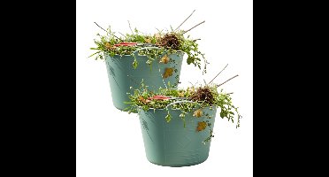 Excellent housewares Flexibele kuip / emmer - 2x - groen - 15 liter