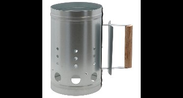 Fancy Flames BBQ/Barbeque kolenstarter - staal/hout - kolen/briketten