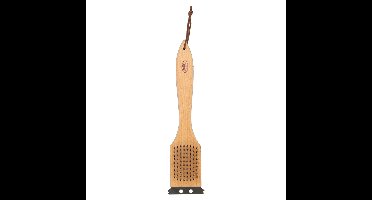 Fancy Flames BBQ Schoonmaakborstel - RVS/hout - 2 in 1 - handvat
