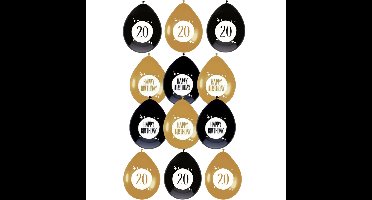 Feestartikelen verjaardag 20 jaar ballonnen leeftijd / happy birthday