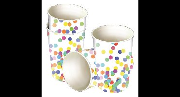 Feestbekertjes Confetti thema - 8x - karton - 250 ml - Kinderfeestje