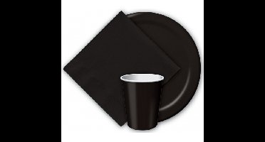 Feestbordjes van karton - zwart - 40x stuks - D23 cm - Wegwerpborden