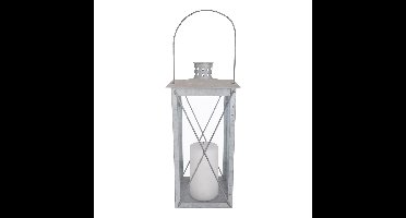 Flancy Flames Lantaarn - zink - zilverkleurig - 17 x 17 x 37 cm