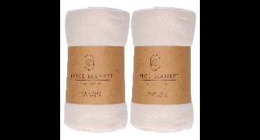 Fleece dekens/plaids - 2x - lichtgrijs - 125 x 150 cm