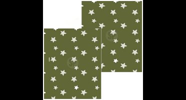 Fleece dekens/plaids - 2x - marine groen met sterren - 130 x 170 cm