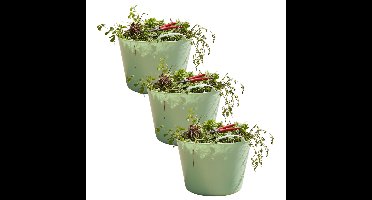 Flexibele kuip / emmer - 3x - mintgroen - 15 liter - 35 x 28 cm