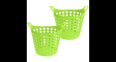 Flexibele wasmand - 2x - groen - 26 liter - kunststof - 40 x 42 cm