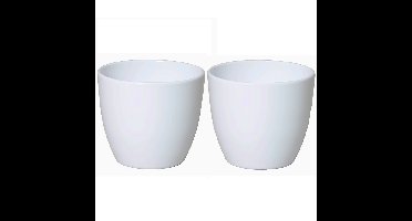 Floran Bloempot Boule - 2x - wit glas - keramiek - H15 x D17.5 cm