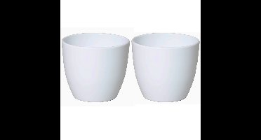 Floran Plantenpot - 2x - wit - glanzend - keramiek - 28 x 25 cm