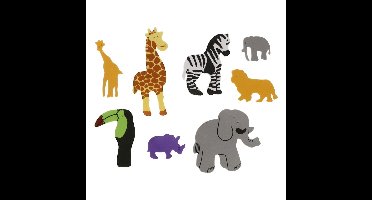 Foam safari dieren - 32x - knutsel materiaal - zelfklevend - 3-7 cm