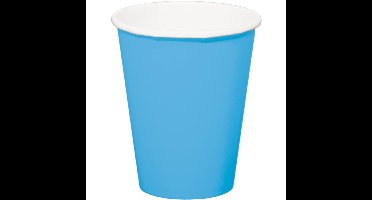 Folat Feest drinkbekers - 8x stuks - blauw - papier - 350 ml