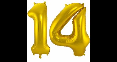 Folat Folie ballonnen - 14 jaar cijfer - goud - 86 cm - leeftijd