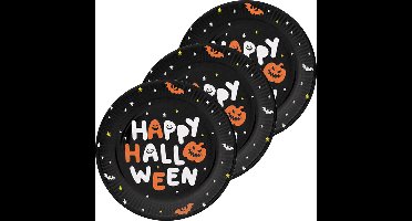 Folat Halloween thema feest bord - 18x - pompoen print - papier - D23 cm