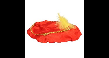 Folat Pietenmuts/baret - met veer - rood - voor kinderen - one size