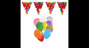 Folat Verjaardag 55 jaar feestartikelen - ballonnen - vlaggetjes