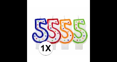 Folat Verjaardag cijferkaars 5 - Multi - stippen - taart versiering