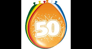 Folat Verjaardag leeftijd ballonnen 50 jaar - 8x - multi - Abraham