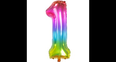 Folat Verjaardag Leeftijd folieballon - 1 jaar - multi kleur - 86 cm