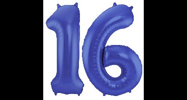 Folat Verjaardag Leeftijd folieballon - 16 jaar - blauw - 86 cm