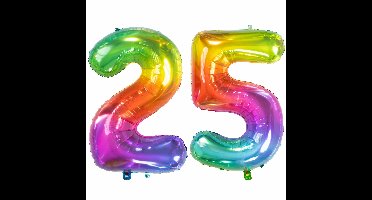 Folat Verjaardag Leeftijd folieballon - 25 jaar - gekleurd - 86cm